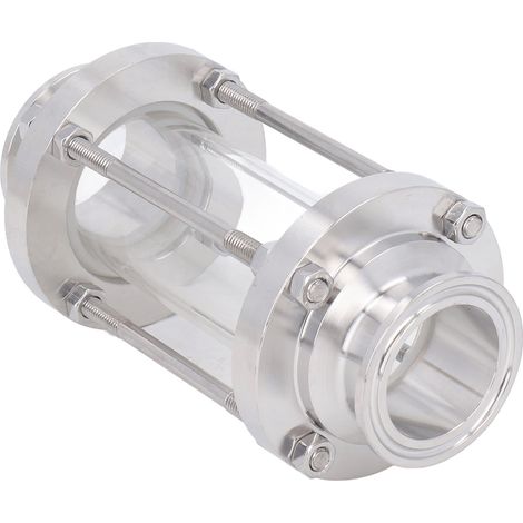 Voyant de niveau en ligne avec extrémité à collier de serrage, tuyau d'écoulement sanitaire droit en acier inoxydable SUS304, diamètre extérieur 32 mm