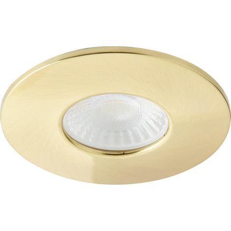 Forum Spa Como Satin Brass 68mm Fire-rated IP65 8w LED Fixed Bathroom Downlight - SPA-38572-SBRS