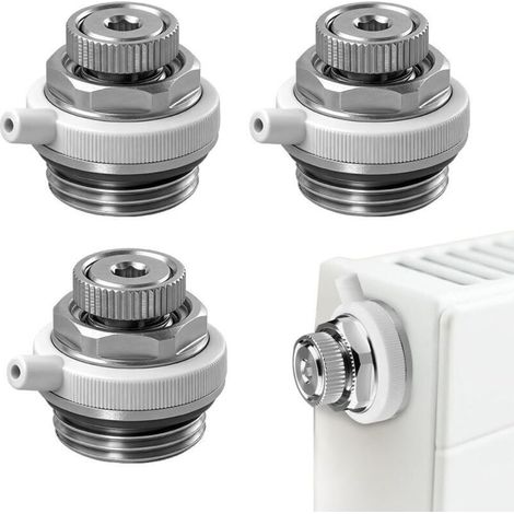 Vanne de Purge de Radiateur, 3 Pièces Purgeur Automatique Chauffage 1/2", Évent Automatique à Couper en Laiton, Purgeur de Radiateur Automatique