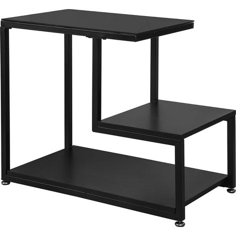 SoBuy Glass Top Side Coffee Table with Storage Shelf Black FBT65-SCH (1/5)