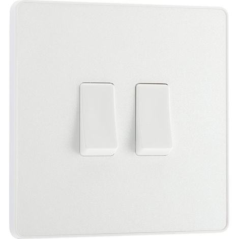 Double interrupteur mural 2 voies Plaque avant sans vis Bords arrondis Blanc nacré 20 A 16 AX (1/5)