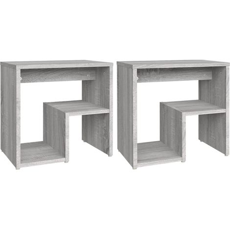 Set di 2 comodini con ripiano 40 x 30 x 40 cm in legno ingegnerizzato grigio DEC035663