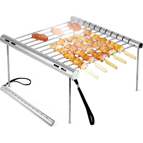 Barbecue de camping portable et compact en acier inoxydable - Barbecue à charbon de bois pour pique-nique, randonnée, arrière-cour, survie