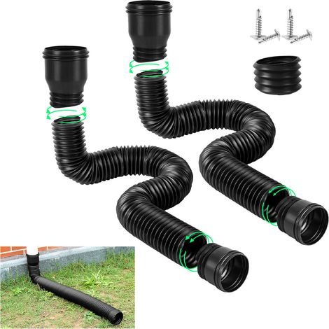 Pack de 2 flexibles de fixation flexibles - barre d'extension en PE pour suspension Runda, évacuation de l'eau extérieure (noir) (1/5)