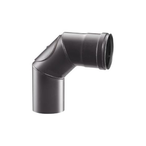 Coude courbe' avec inspection pour poeles a' pellets 90o 8 cm 80 mm en acier Fe ner e'paisseur 1,2 mm pour usage inte'rieur