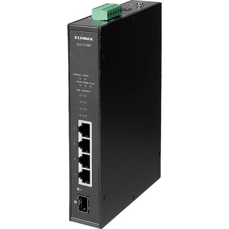 Switch di rete Edimax 5 Port Gigabit PoE+ Din Rail (1/5)