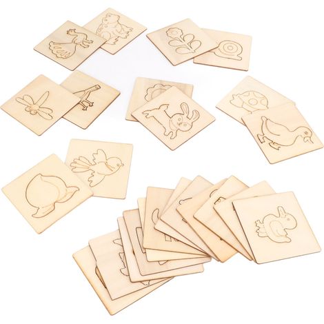 Lot de 24 Gabarits de Peinture en Bois, Pochoirs Creux Sécurité, Faciles à Nettoyer, Design Original, DIY pour Cartes et Rideaux (1/5)