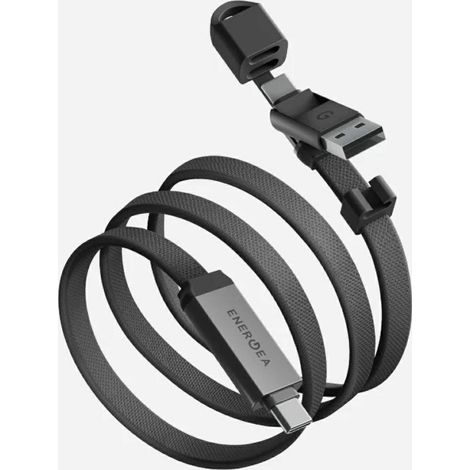 Câble Energea Sheath Travel 2 en 1 USB-C vers USB-C/USB-A, 480 Mbps, 60 W, 1,2 m, couleur gris anthracite (1/4)