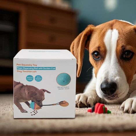 Jouet à mâcher pour chien avec ventouse pour les chiens qui aiment mâcher vigoureusement, jouet anti-stress interactif pour chiots et chiens de taille moyenne (1/5)