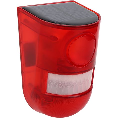 Lampe d'alarme solaire étanche avec détecteur de mouvement PIR et signal sonore pour la sécurité et le jardin. Idéale pour la ferme et le jardin. (1/5)