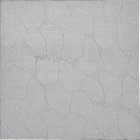Area Rug Light Grey Fabric 160 x 160 cm Jacquard Square Shape Accent Rug KAWI (1/5)