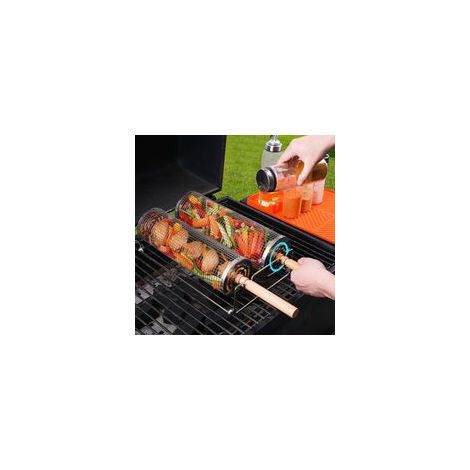 Barbecue extérieur portable en acier inoxydable RVS Rollende, rôtissoire pour camping et charbon de bois — (1/5)