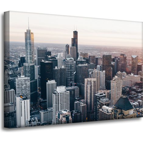 Lienzo impreso de arquitectura de Chicago, 70x50 cm, EE. UU., Polonia, Ciudades