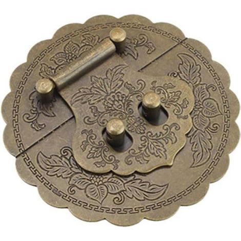 Bardusch Loquet rond en laiton antique de 10cm avec fermoir en laiton gaufré pour armoire, boîte de meubles, quincaillerie (bronze antique) (1/3)