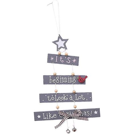 Décoration de Noël - Pendentif en forme de sapin - Ornement à suspendre au sommet du sapin - Gris (1/5)