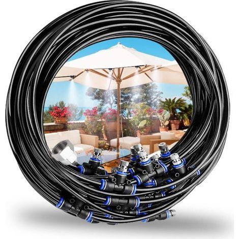 Brumisateur Extérieur. 15m Kits d'irrigation Système de Brumisation. Convient pour Les Événements Extérieurs.Les Jardins.Les Patios.Les Parasols.Les Toits.15m/49.2ft (1/5)