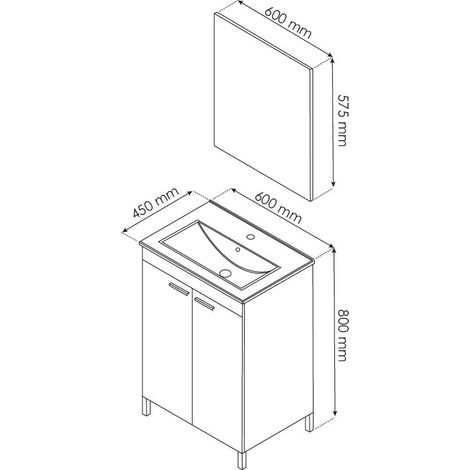 ONDEE ZEN - Meuble de salle de bain à poser HELGO - 60cm - Blanc - Mélaminé - Livré en kit — vue 3
