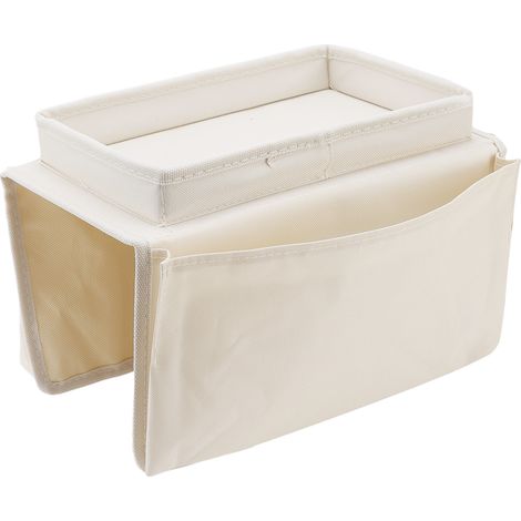 Klappbares Sofatablett mit Stauraum und Seitentaschen aus 600D Oxford-Gewebe, Beige
