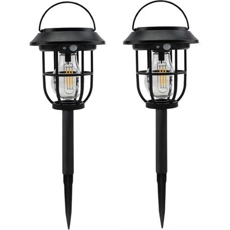 Lot de 2 lampes solaires de chemin – Détecteur de mouvement, 300 LM – 3 modes, étanches – Idéales pour jardin, allée, entrée – Fixation murale ou suspension (1/5)