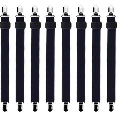 8Pcs (60cm à 200cm) Tendeur Drap Housse Lit Drap Réglable,Tendeurs de Maintien,Convient à Tous Lits et Matelas,Noir (1/5)