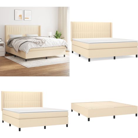 Boxspringbett mit Matratze Creme 160x200 cm Stoff - Boxspringbett - Doppelbett - Cremefarbenes Bett - Bettenrahmen - Lattenrost - Home & Living (1/5)