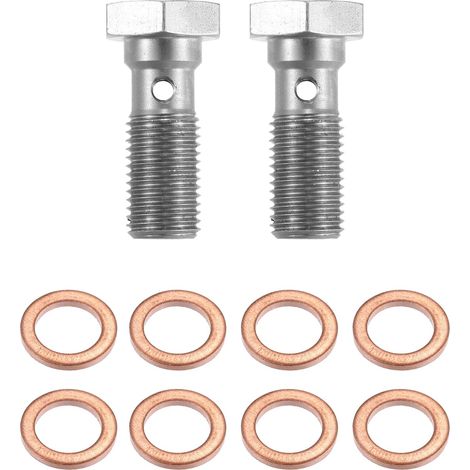 2Pcs Boulon Banjo AN3 3/8-24 Pour Système De Freinage Argenté, Doré, AN3 (3/8-24), Rondelle 10mm, Tête 16mm, Pour Système Freinage Et Moteur (1/5)