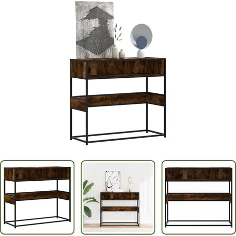 Rangement salon - Table console chêne fumé 90x35x80 cm bois d'ingénierie (1/5)