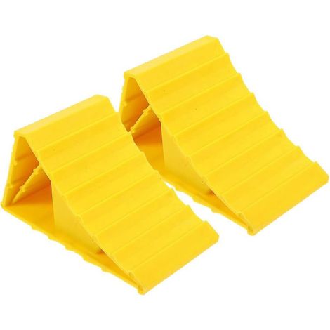 Lot de 2 cales de roue robustes pour caravanes et remorques, accessoires pour caravanes et remorques de voyage-16.50X9.00X8.30CM-Yellow (1/3)