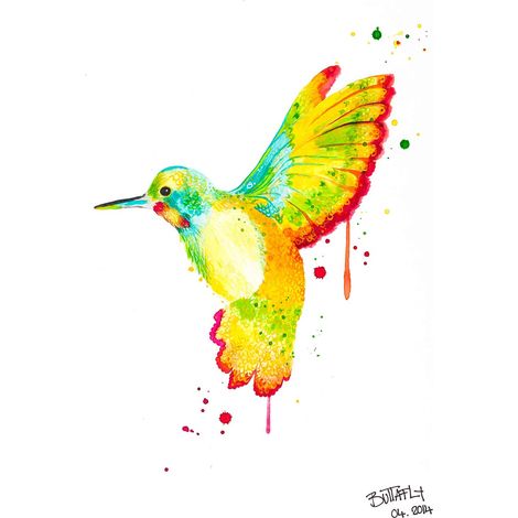 Tableau oiseaux multicolore pour couloir | Tableau animaux pour chambre de fille | Tableau sur toile original pour cuisine - 0,5 x 0,7 m (1/2)