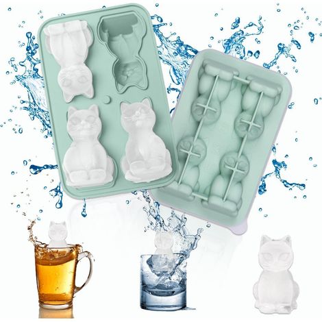 Silikon Eiswürfelform Katze mit Deckel, BPA-frei, wiederverwendbar (1/5)