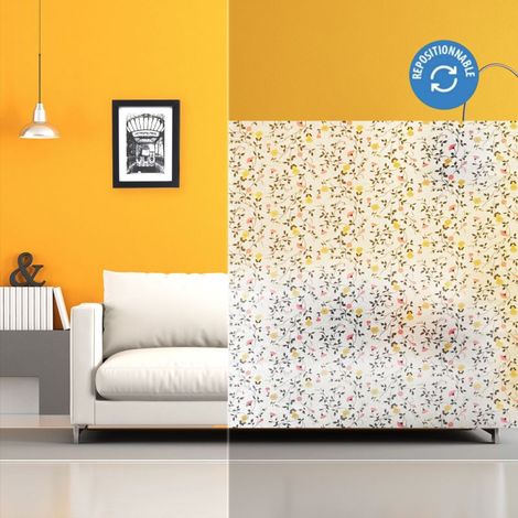 DIMEXACT - Film dépoli repositionnable décoratif motifs petites fleurs colorées - 60 cm x 0.5 m - En Rouleau (1/2)