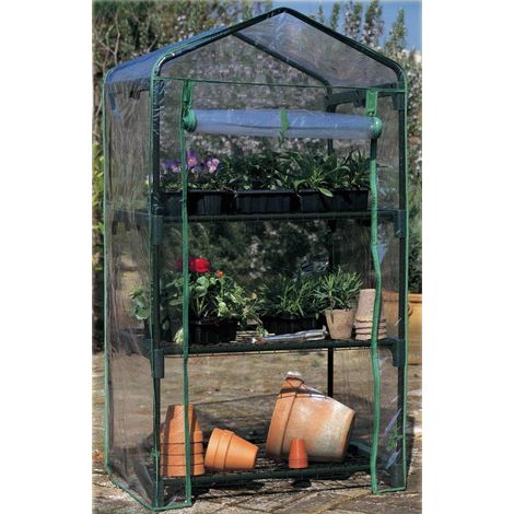 Serra Giardino 3 Ripiani con Ruote Copertura PVC Riparo Piante Inverno Terrazzo (1/2)
