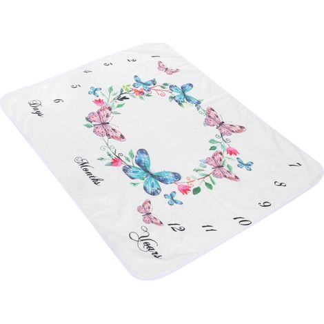 Couverture mensuelle pour bébé, motif papillon, en flanelle exquise, idéale pour les photos de nourrissons. (1/5)