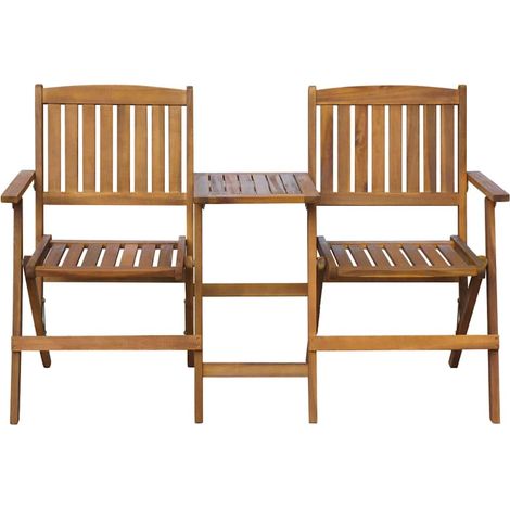 vidaXL Banco de jardín plegable con mesita 140 cm madera maciza acacia (1/2)