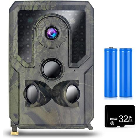 Caméra Faune Sauvage Caméra de Jeu Piste 12MP 1080P avec Piles à Micro-Cartes caméra Chasse activée par Le Mouvement repérage Nocturne Infrarouge la Faune Fiable Précise(32G Card Card Reader) (1/5)