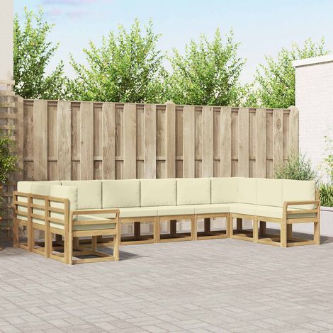 vidaXL Outdoor-Sofagarnitur mit Kissen 10 pcs Weiß und Creme (1/5)