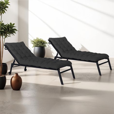 Lote de 2 cojines para tumbona universal ADAM 180 cm, negro