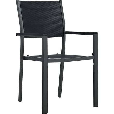 vidaXL Sillas de jardín 4 unidades plástico con aspecto de ratán negro (1/2)
