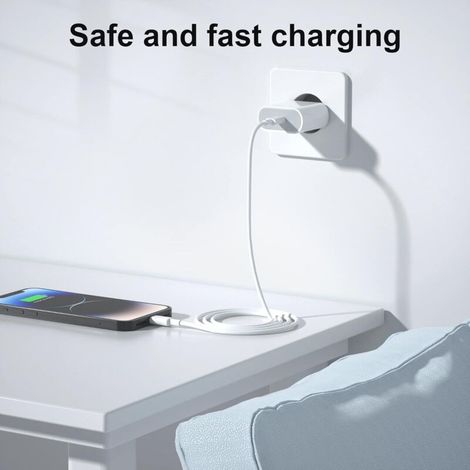 20W USB C Rapide Chargeur avec 2M Câble pour iPhone 14/14 Pro /14 Pro Max /14 Plus /13/12 /11 /SE/X/XS/XR, AirPods, USBC Prise Mural Type C Secteur Adaptateur Alimentation (1/4)