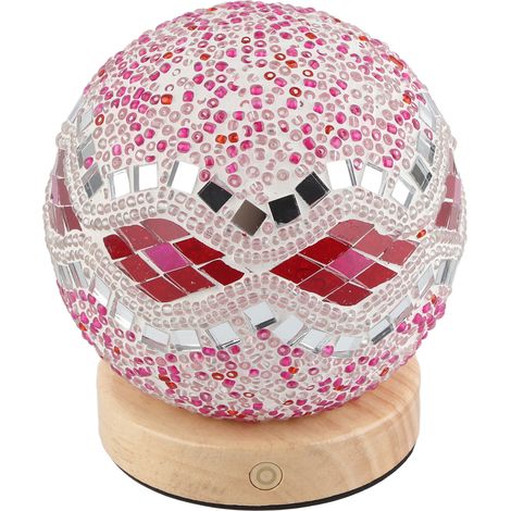Lampe de table décorative en verre, rechargeable par USB, tactile, tricolore et à intensité variable, style baroque.