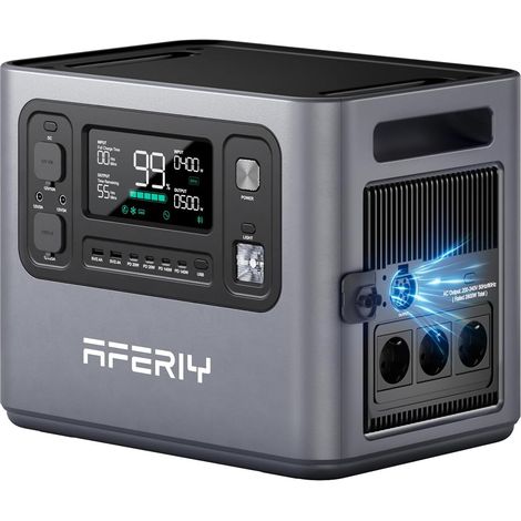 AFERIY P280 Générateur Électrique Portable 2800W, Batterie Nomade 2048Wh Extensible à 10,24kWh, Recharge Rapide 1,5H, 220V-240V, Generateur Electrique pour Usage Domestique/Camping-car/Panne de Couran (1/5)