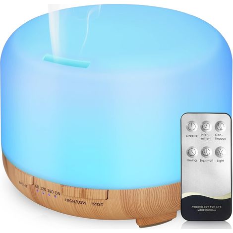 Difusor de aceites esenciales de 450 ml, humidificador ultrasónico de aromaterapia con aroma eléctrico y luz LED romántica de 7 colores: regalo ideal para Navidad y Año Nuevo, amarillo (1/5)