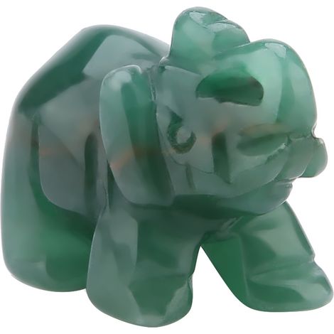 Éléphant en pierre naturelle sculptée, figurine en cristal de 1,5 pouce, décoration intérieure artisanale (07) (1/5)