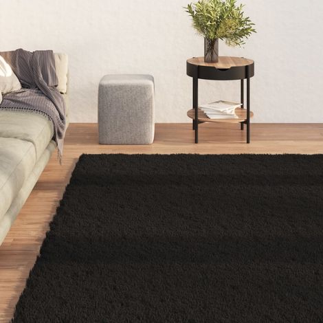 Tapis shaggy doux lavable Tapis de salon Tapis d'entrée 160x230 cm Antidérapant Noir 42018 (1/5)