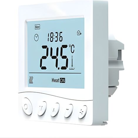 Termostato Digitale 220V da Incasso, Cronotermostato Settimanale con Tasti Manuali, Schermo LCD Retroilluminato, Per Caldaia a Gas, Installazione a Incasso Scatola 502 o 86x86mm