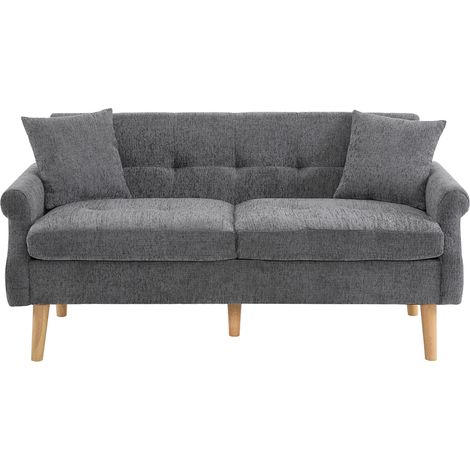 Divano doppio in tessuto di ciniglia con cuscini spessi, per soggiorno, camera da letto, appartamento - Grigio (1/5)