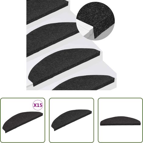 vidaXL Selbstklebend -  Stufenmatten Selbstklebend 15 Stk. 65x22,5x3,5 cm Schwarz (1/5)