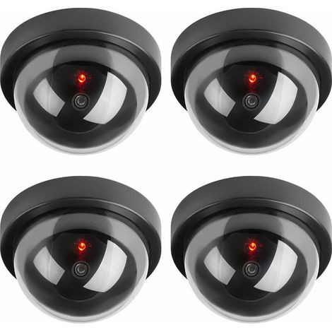 Telecamere finte, telecamera di sicurezza CCTV finta con luce lampeggiante a LED per attività commerciali, negozi, casa, uso interno ed esterno (confezione da 4)