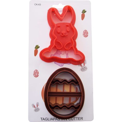 Cortadores de galletas con forma de conejito y huevo de Pascua (2 unidades) (1/2)