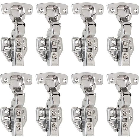 Charnières à recouvrement total à 100 degrés avec amortisseur intégré et mécanisme de fermeture automatique pour portes de placards de cuisine, lot d